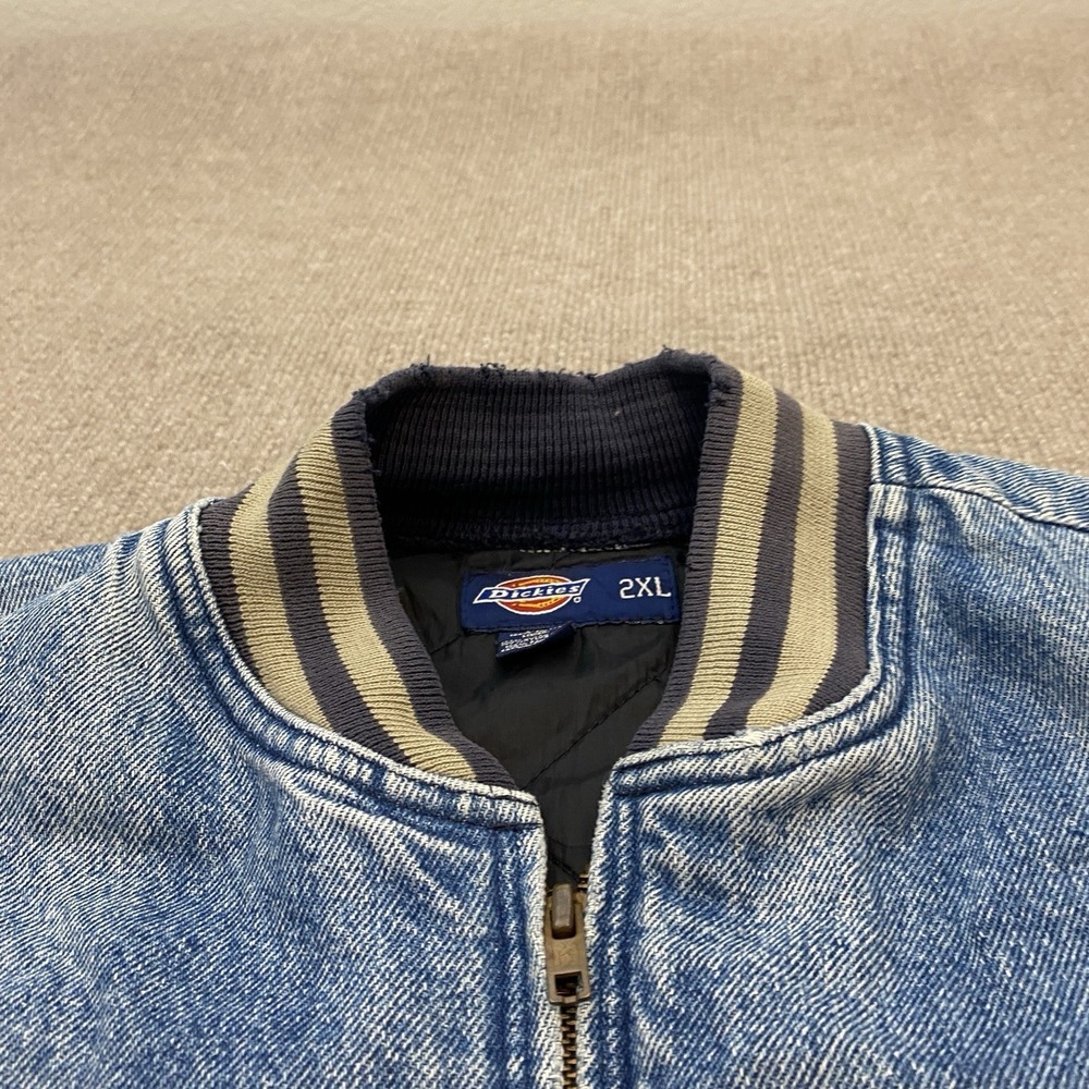 Vintage Dickies Denim Jacket 90s Y2K Blanket Lined Size XXL Bomber Distressed - Picture 3 of 13